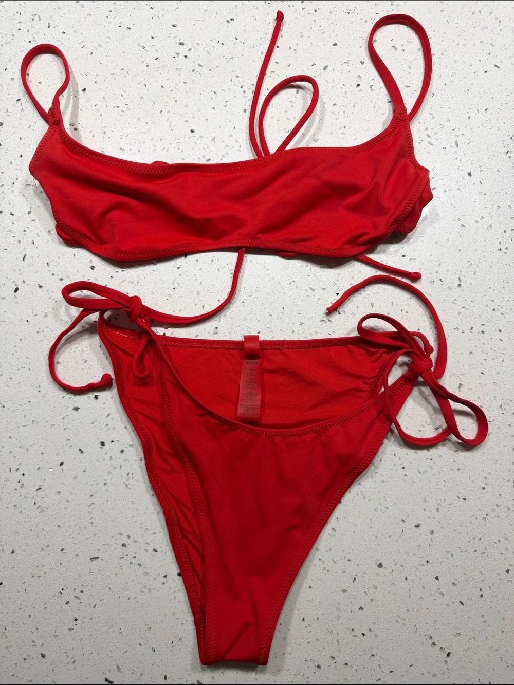 SKIMS Red Bikini Top & Tie-Side Bottom Set